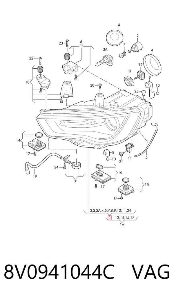 Faro derecho 8V0941044C VAG