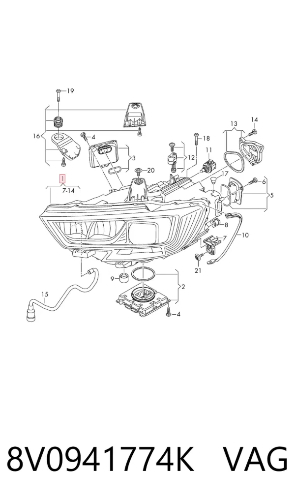 Faro derecho 8V0941774K VAG