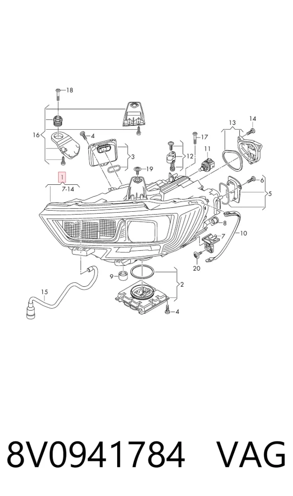 Faro derecho 8V0941784 VAG