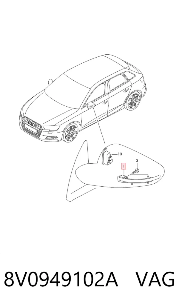 Luz intermitente del espejo retrovisor derecho 8V0949102A VAG