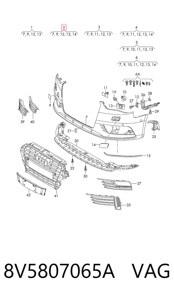 Paragolpes 8V5807065A VAG