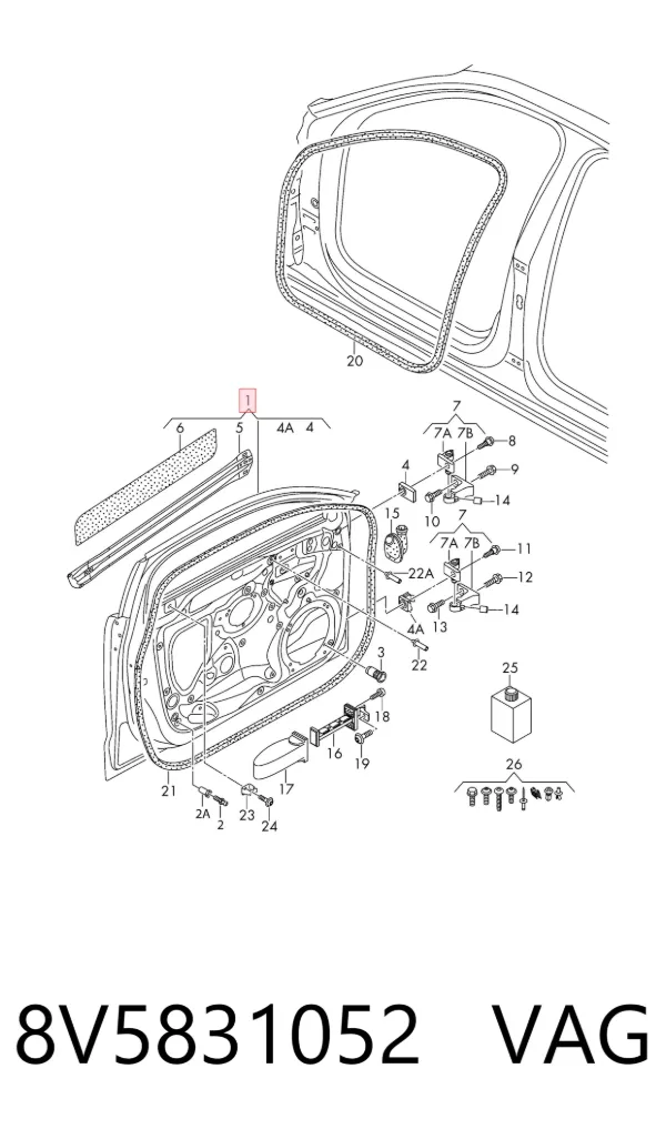 Puerta delantera derecha 8V5831052 VAG