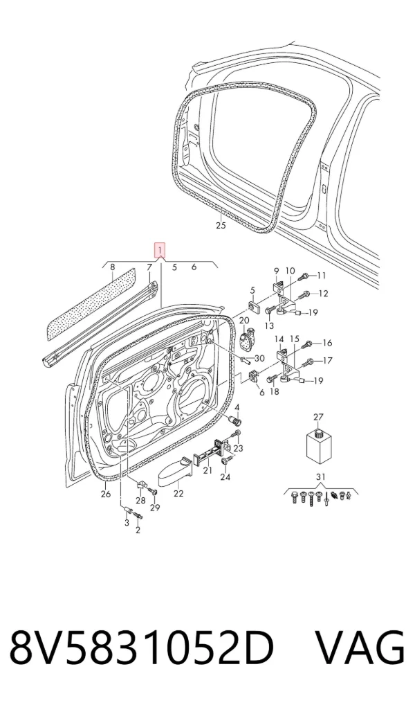 Puerta delantera derecha 8V5831052D VAG