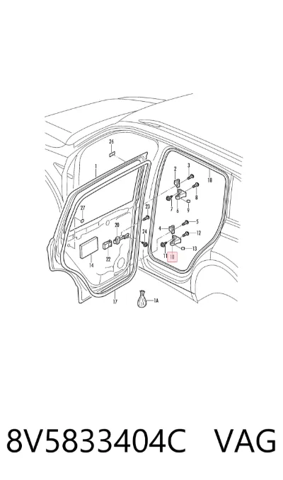 Bisagra de la puerta delantera derecha VAG 8V5833404C