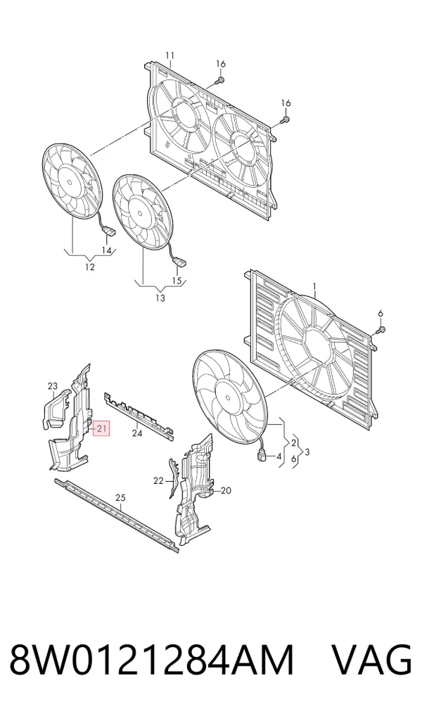Deflector de aire del radiador derecho 8W0121284AM VAG