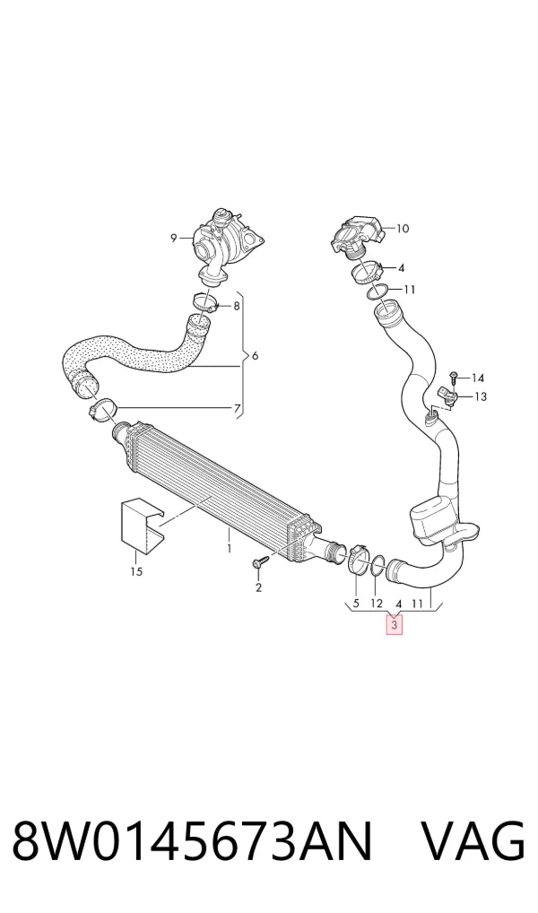 Tubo intercooler 8W0145673AN VAG