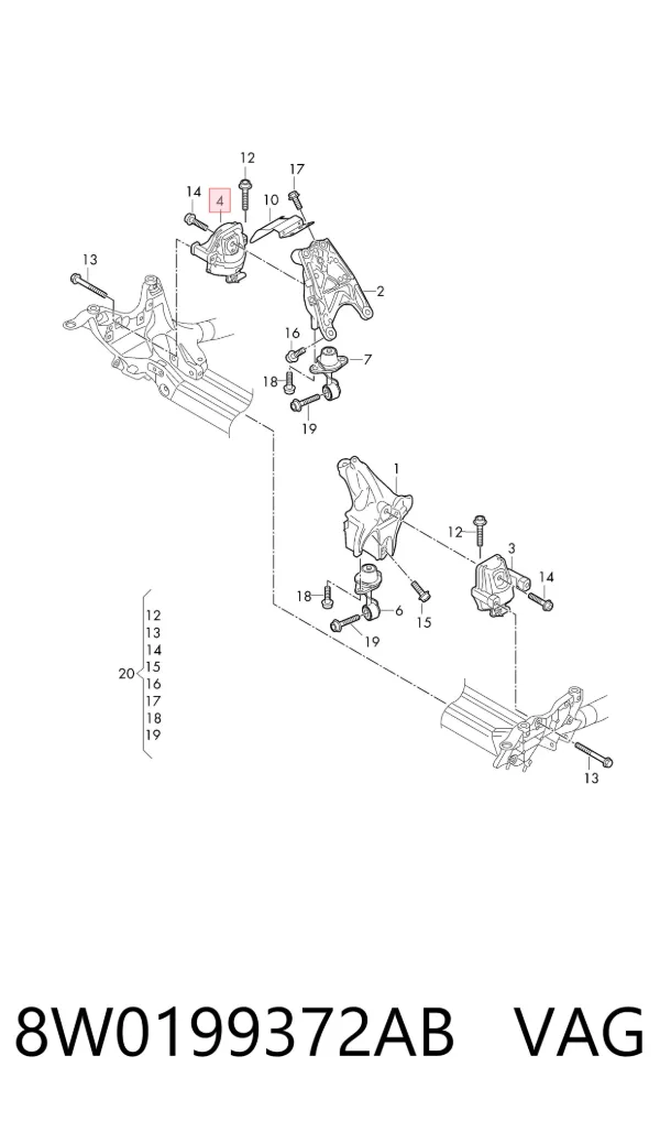 Soporte de motor derecho 8W0199372AB VAG