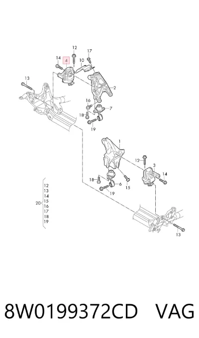 Soporte de motor derecho VAG 8W0199372CD