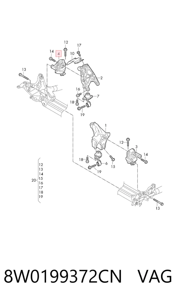 Soporte de motor derecho 8W0199372CN VAG