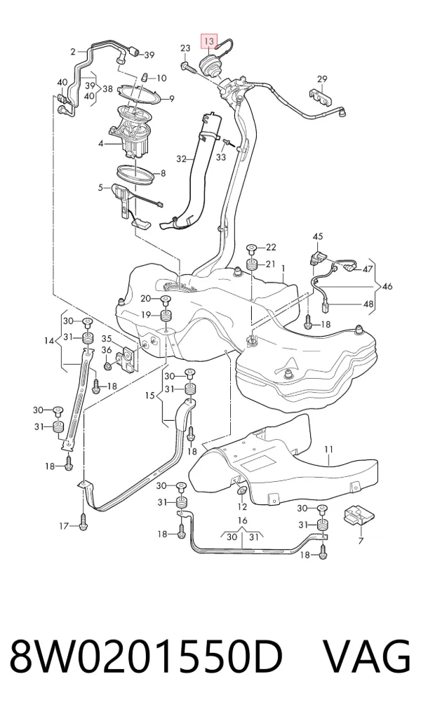 Tapa de depósito de combustible 8W0201550D VAG