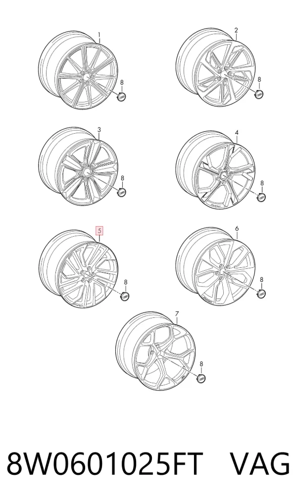 Llantas 8W0601025FT VAG