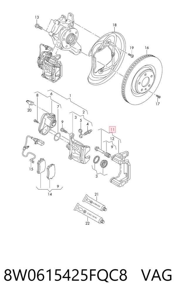 Soporte de la pinza de freno trasera 8W0615425FQC8 VAG