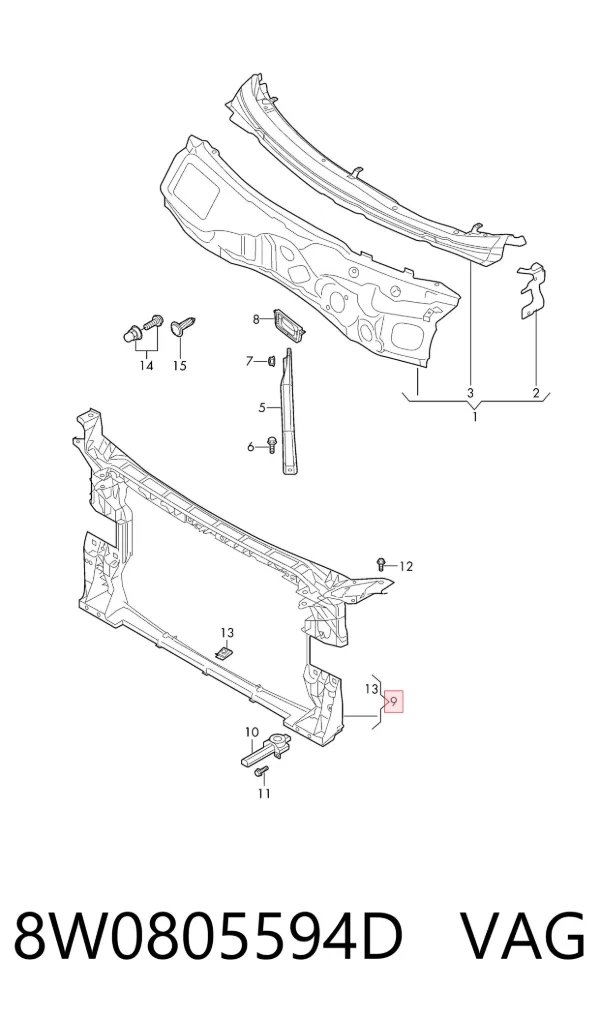 Soporte de radiador 8W0805594D VAG