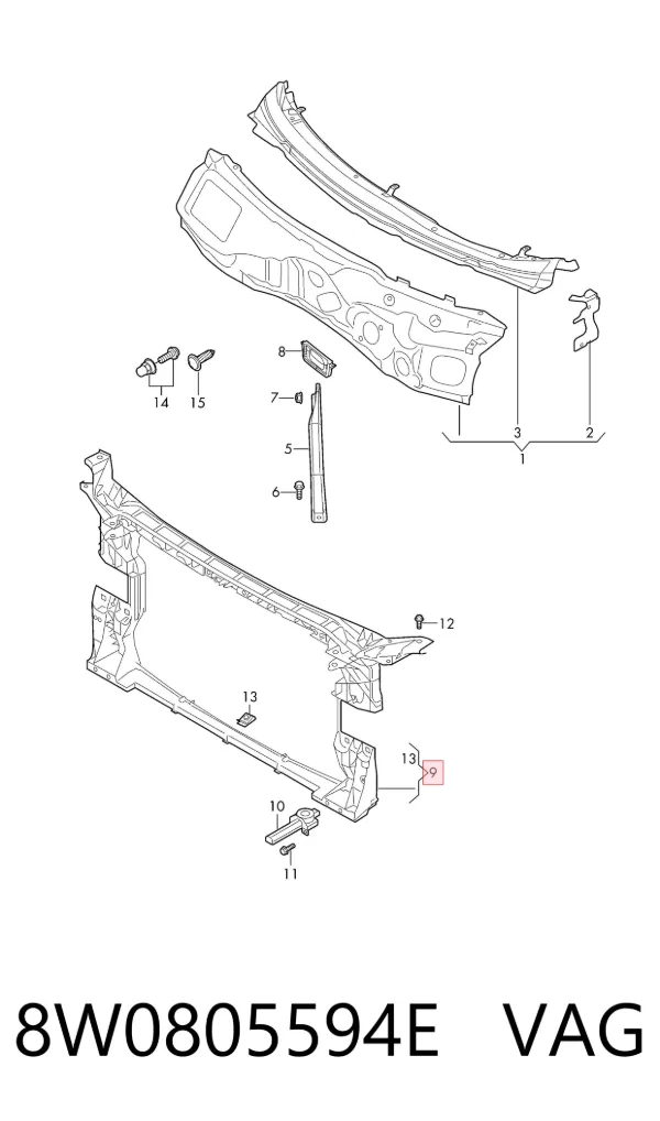 Soporte de radiador 8W0805594E VAG
