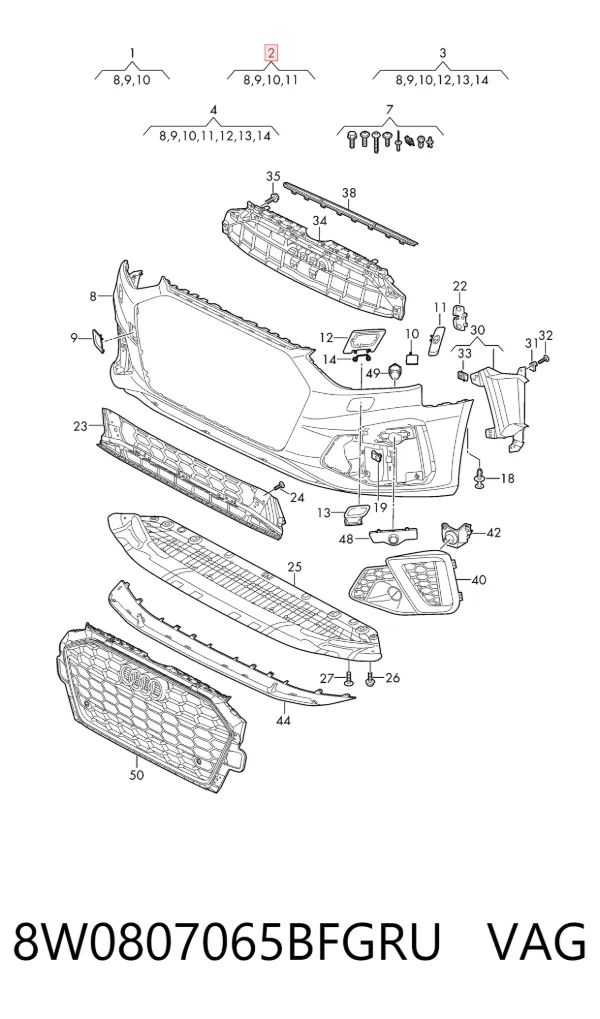 Paragolpes 8W0807065BFGRU VAG