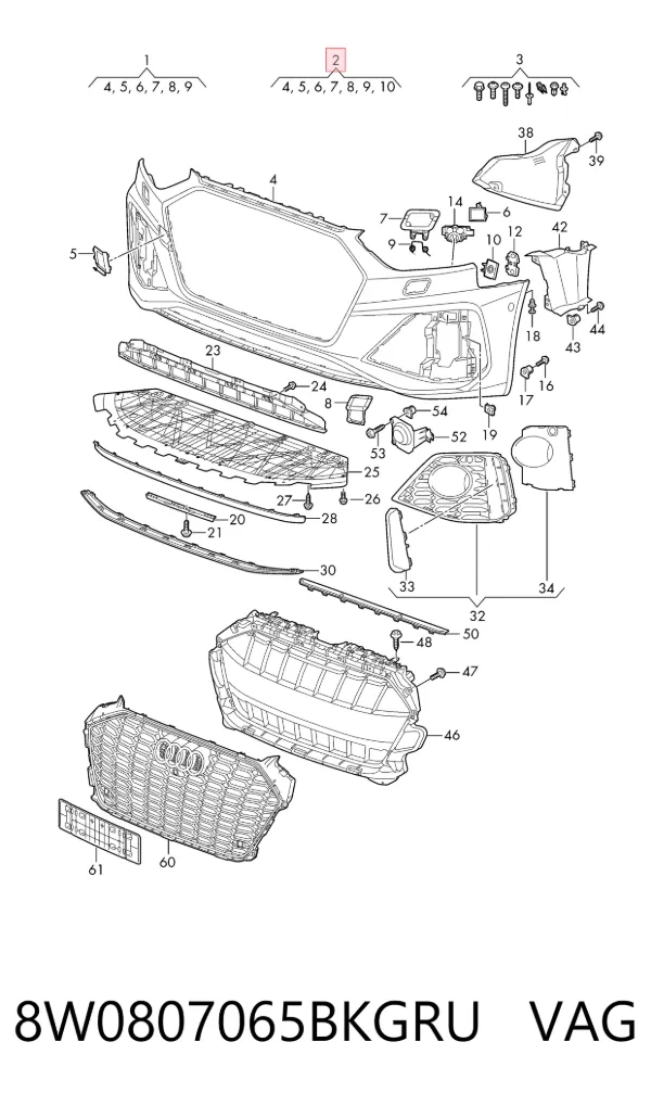 Paragolpes 8W0807065BKGRU VAG