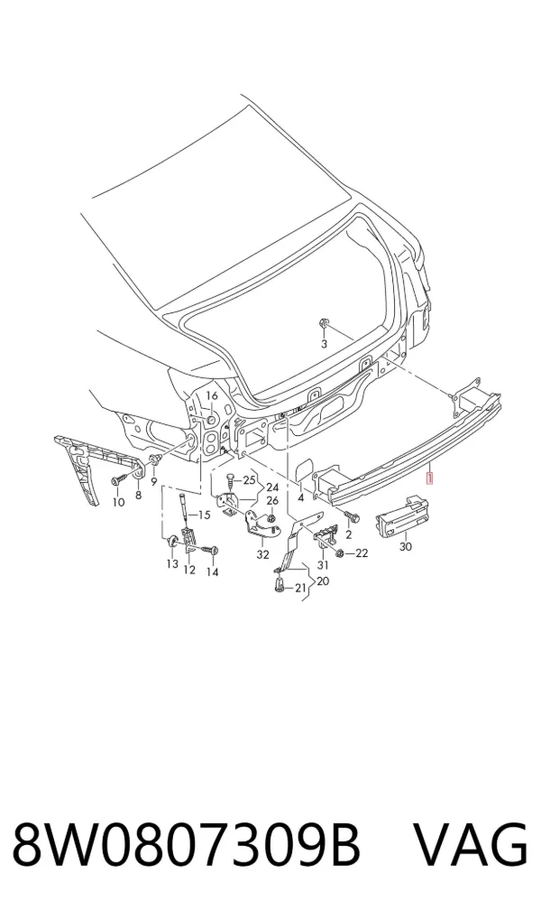 Refuerzo parachoques trasero Audi A5 Sportback