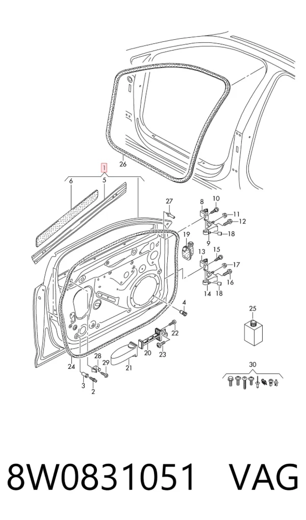 Puerta delantera izquierda 8W0831051 VAG