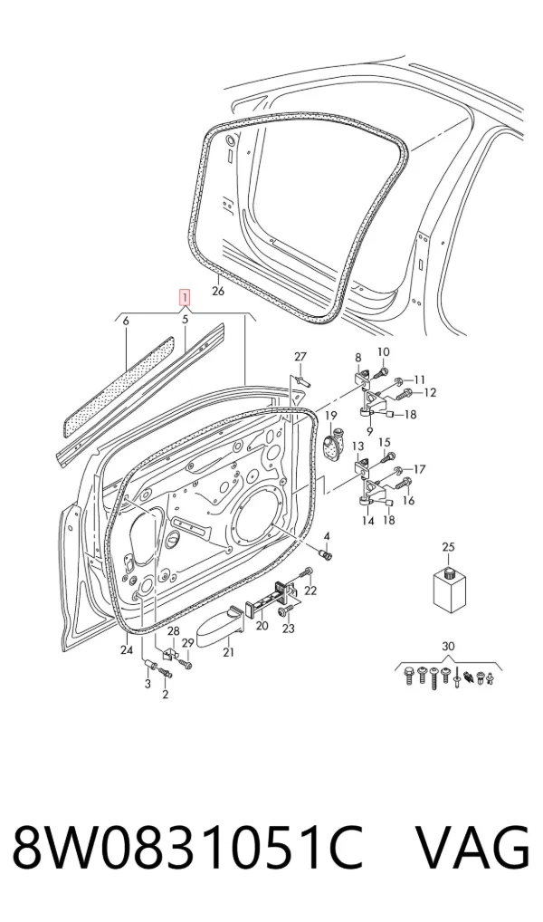 Puerta delantera izquierda 8W0831051C VAG