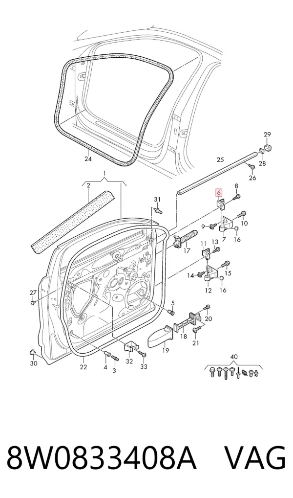 Bisagra de la puerta delantera derecha 8W0833408A VAG