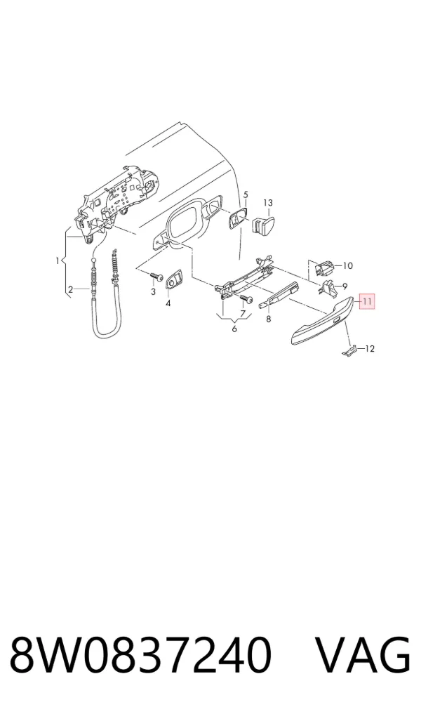 Embellecedor de la manija de puerta 8W0837240 VAG