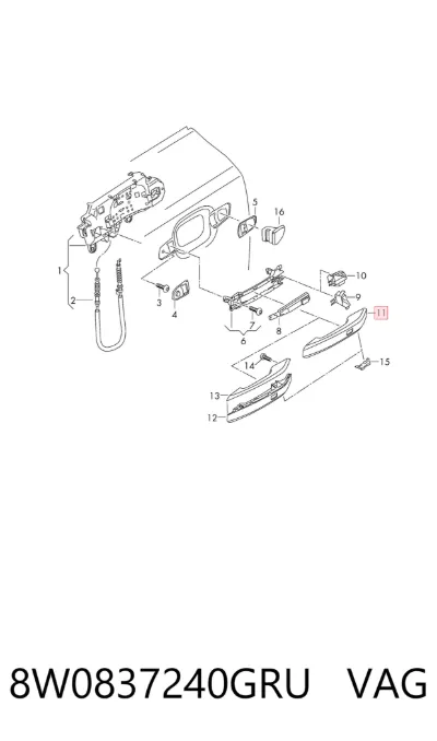Embellecedor de la manija de puerta VAG 8W0837240GRU