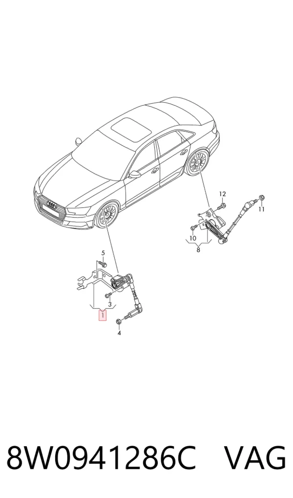 Sensor de nivel de carrocería delantero derecho 8W0941286C VAG