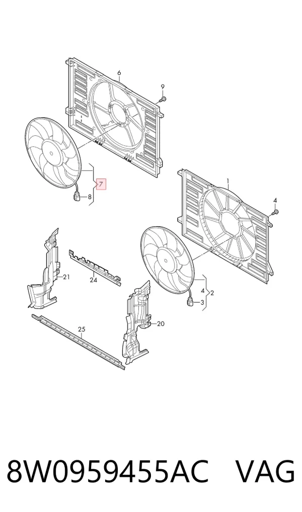 Ventilador del motor 8W0959455AC VAG