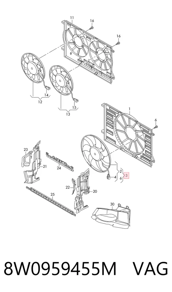 Ventilador del motor 8W0959455M VAG