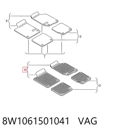 Juego de alfombrillas delanteras, 2 piezas VAG 8W1061501041