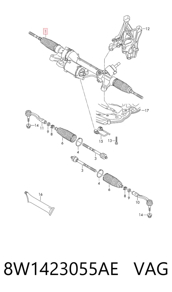Cremallera de dirección 8W1423055AE VAG