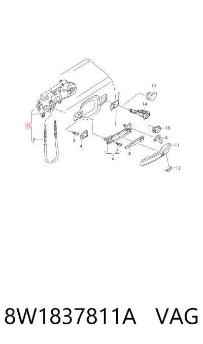 Soporte de manija exterior de puerta delantera izquierda VAG 8W1837811A