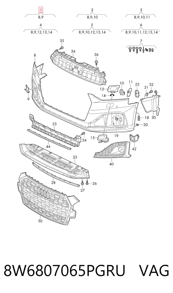 Paragolpes 8W6807065PGRU VAG