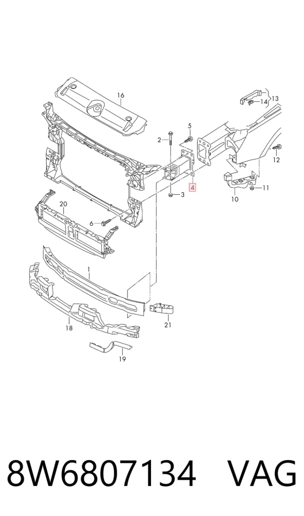 Soporte del refuerzo del parachoques delantero 8W6807134 VAG