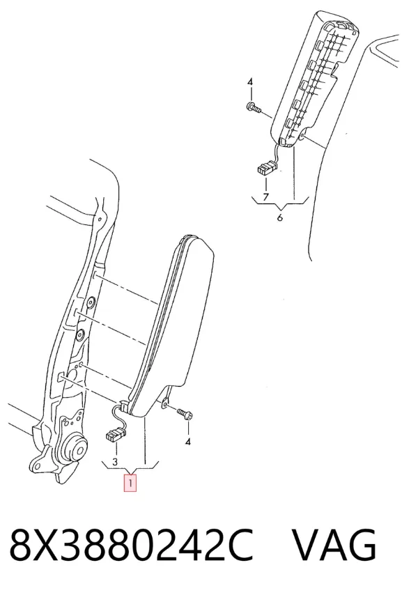 Airbag de respaldo del asiento derecho 8X3880242C VAG