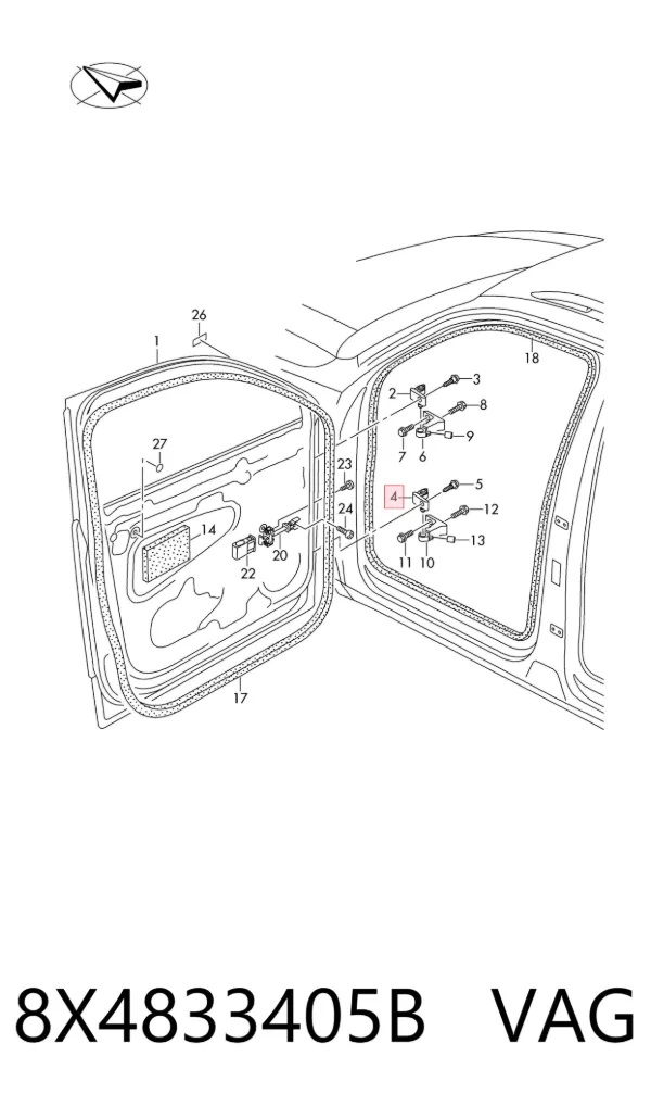 Bisagra de puerta delantera izquierda 8X4833405B VAG