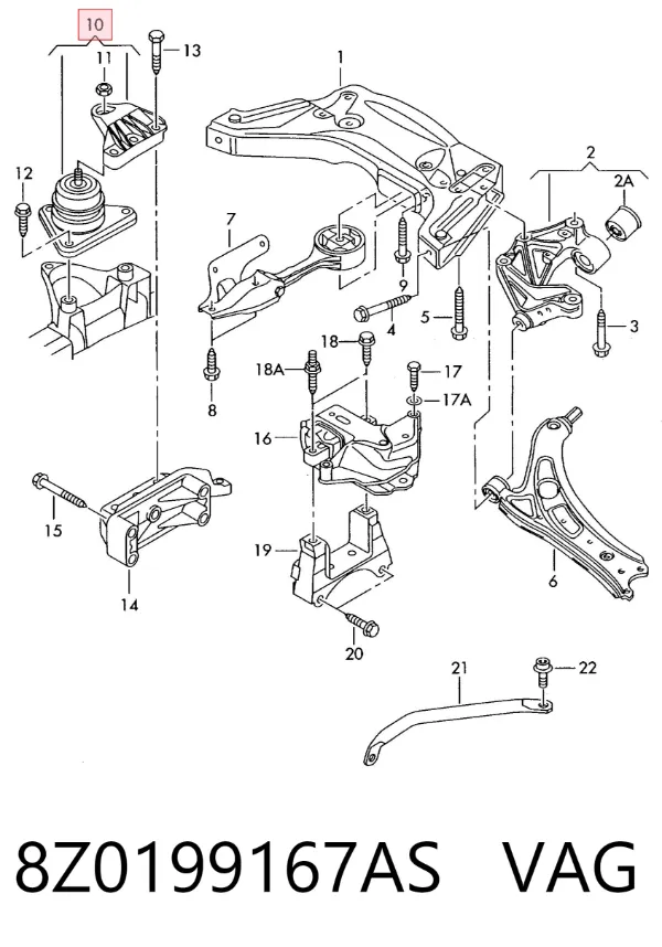 Soporte de motor derecho 8Z0199167AS VAG