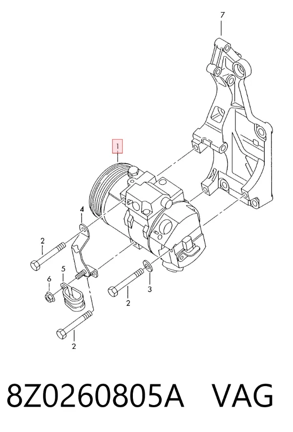 Compresor de aire acondicionado 8Z0260805A VAG