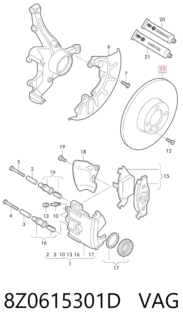 Disco de freno 8Z0615301D VAG