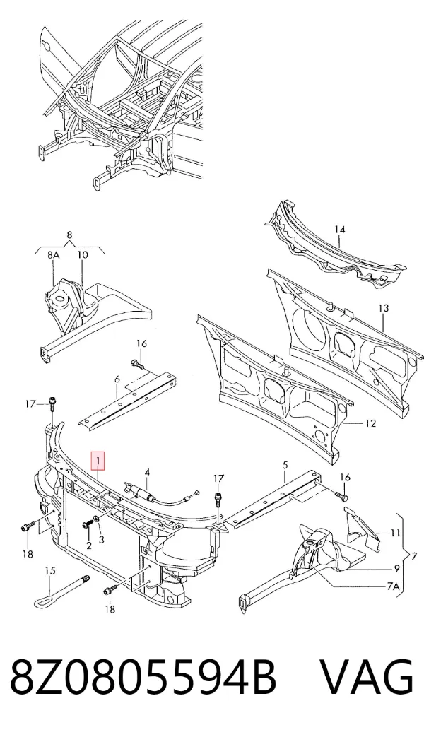 Soporte de radiador Audi A2 8Z0