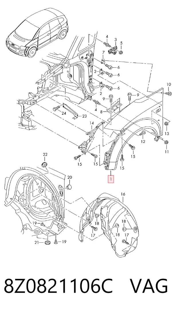 Aleta 8Z0821106C VAG