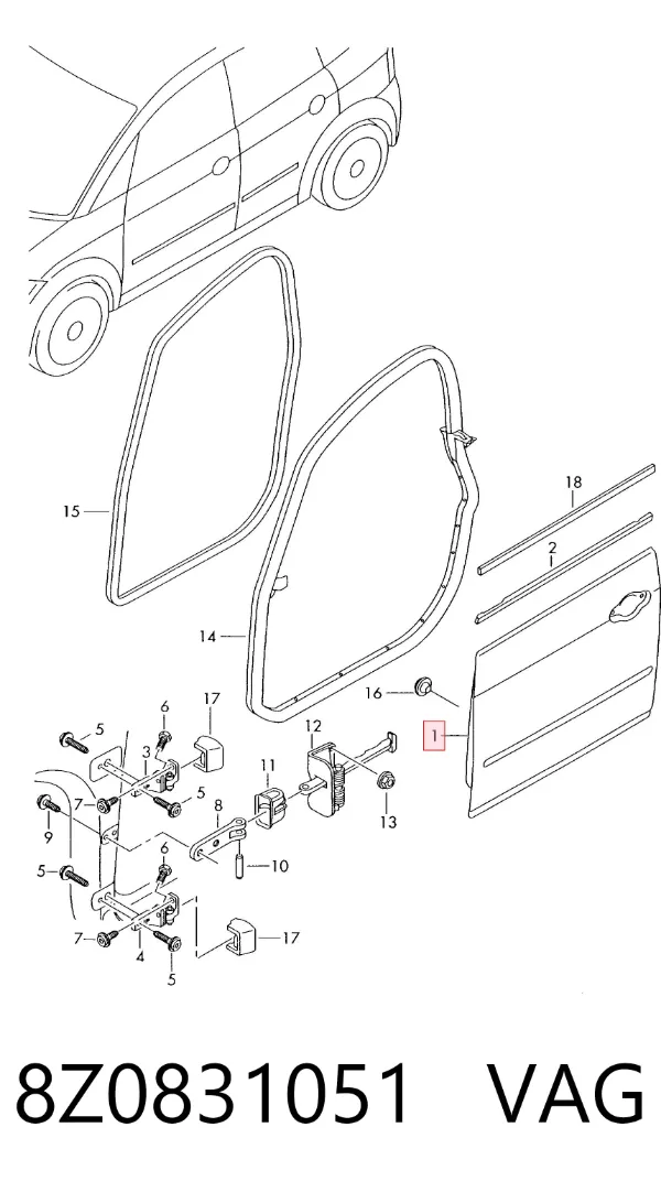 Puerta delantera izquierda Audi A2 8Z0