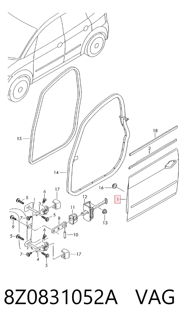 Puerta delantera derecha 8Z0831052A VAG
