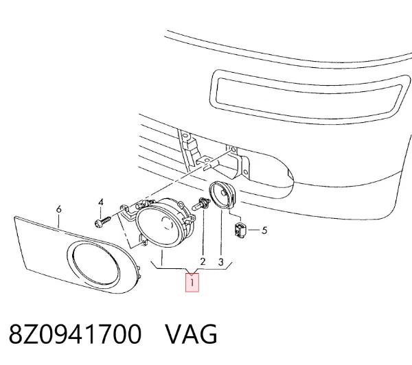 Faro antiniebla derecho 8Z0941700 VAG