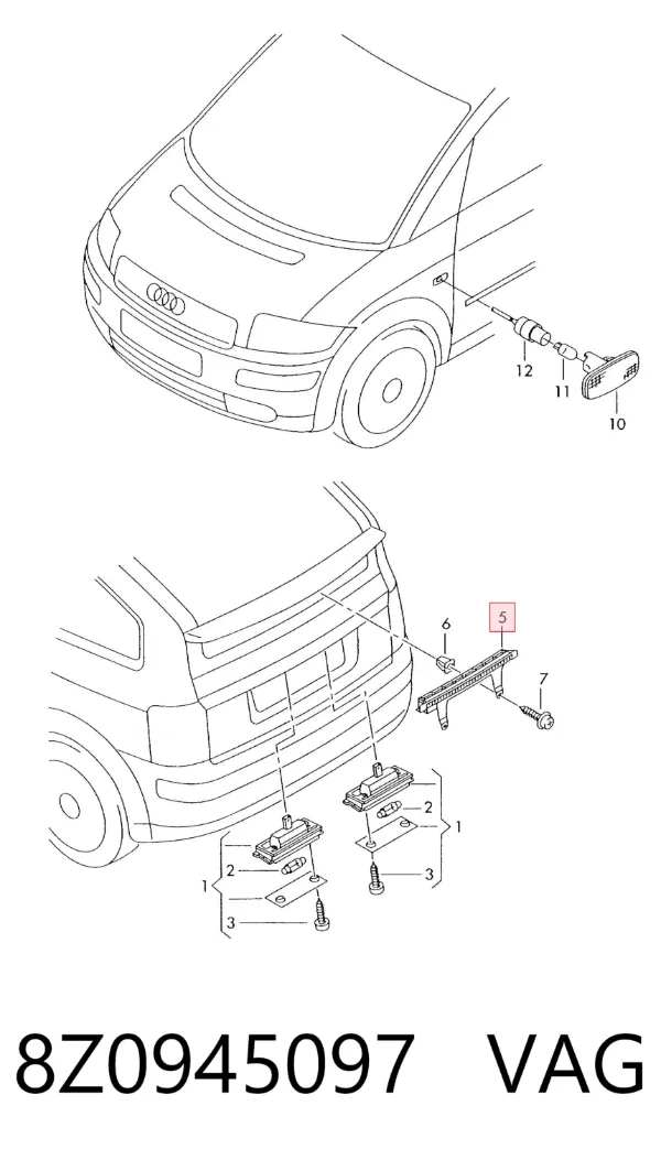 Tercera luz de freno Audi A2 8Z0