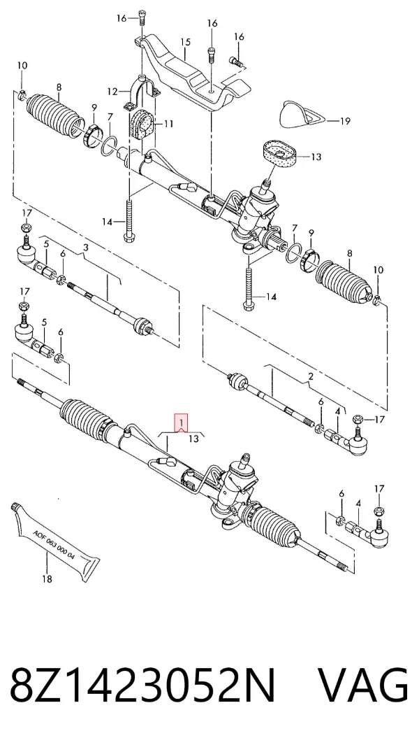 Cremallera de dirección 8Z1423052N VAG