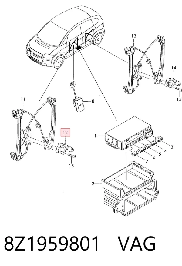 Motor del elevalunas eléctrico 8Z1959801 VAG