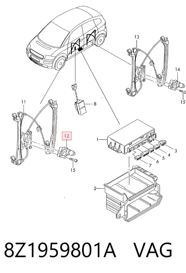 Motor del elevalunas eléctrico 8Z1959801A VAG