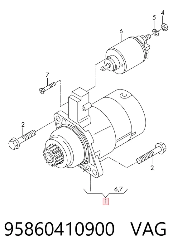 Motor de arranque 95860410900 VAG