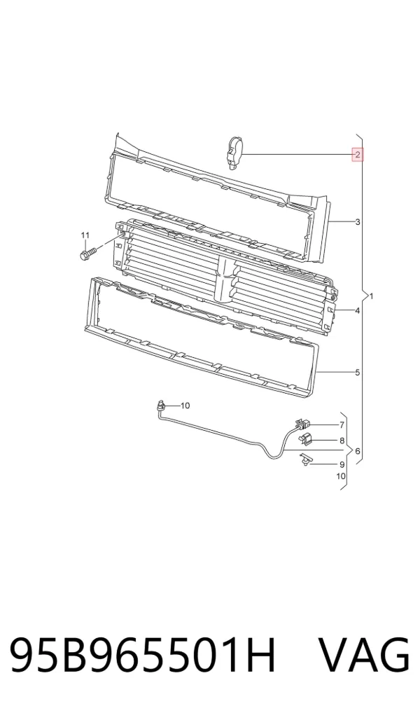 Motor del actuador de la persiana del radiador 95B965501H VAG